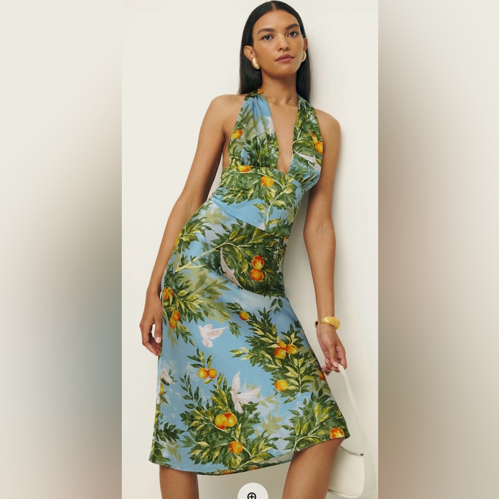 Reformation Millicent Silk Backless Dress